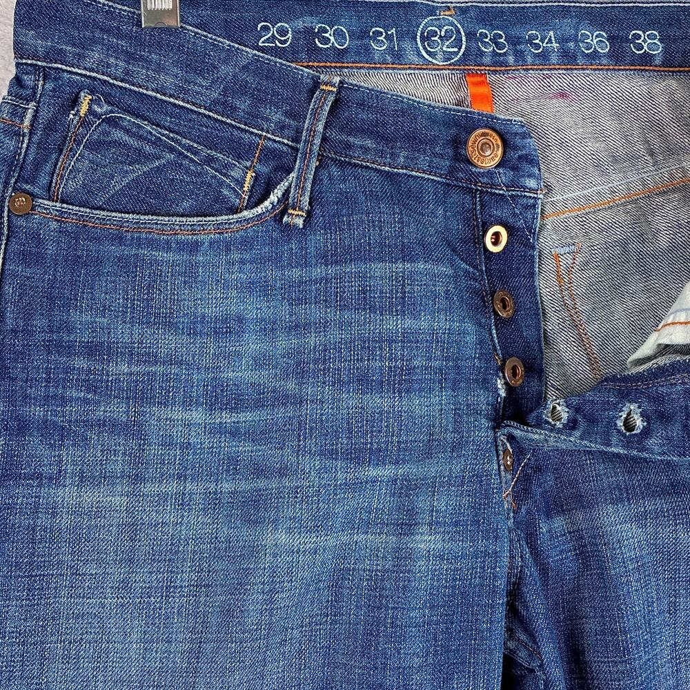 VTG Earnest Sewn Jeans Men 32 Fulton Straight Whiskered Faded Y2K Made in USA - Picture 3 of 13